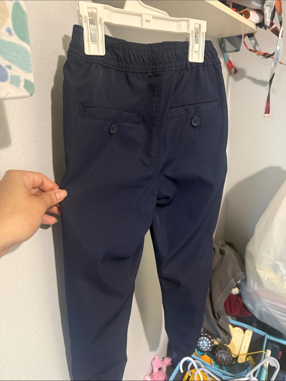Navy Elastic Waist Kids Dress Pants